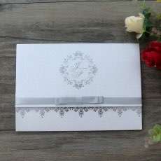 Slap-up Invitation Card with Ribbon Bow Silvery Invitation Customized Wedding Card 
